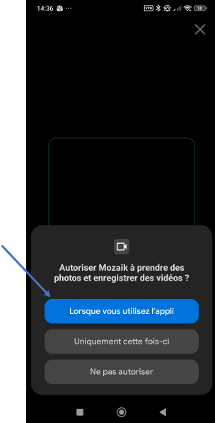 Autorisation appareil photo